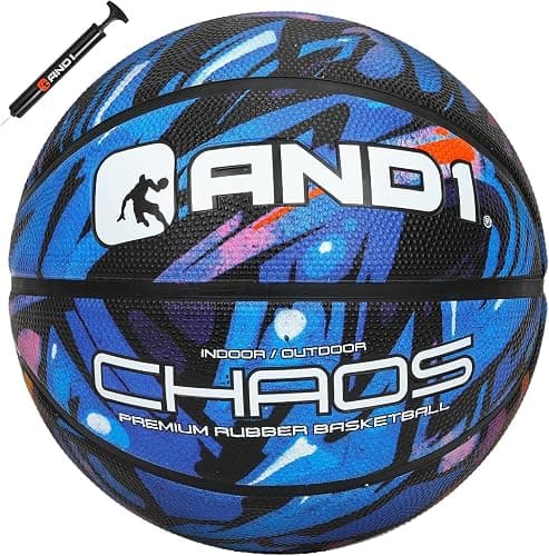 AND1 Chaos Basketball: Official Regulation Size 7 (29.5 inches) Rubber - Deep Channel Construction Streetball, Made for Indoor Outdoor Basketball Games - Image 1