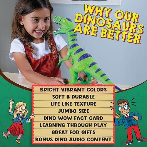 Wow in The World Soft Jumbo Velociraptor | Kids Play Dinosaur | Learning Through Play | Includes Dinosaur Toy and Fun Fact Card thumbnail 5