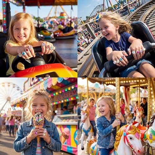 PASEMM 36pcs Little Girl Rhinestone Gem Rings,Adjustable,Random Color Style Diamond Kids Play Rings in Box,Pretend Play and Dress Up Rings for 4-12 Year Old Girl Birthday Gifts, 3 4 5 6 7 8 9 10 11 12 thumbnail 8