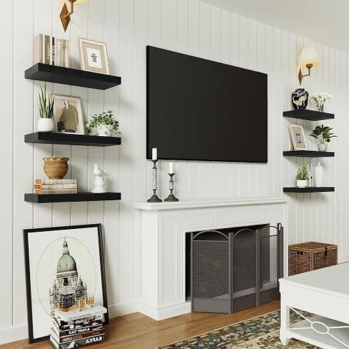 Vivelove Black Bathroom Shelves Over Toilet, 16" Floating Shelves, Wall Shelf for Bathroom Bedroom, Living Room, Kitchen, Office Home Decor, Narrow Shelves with Invisible Brackets Set of 2 thumbnail 6