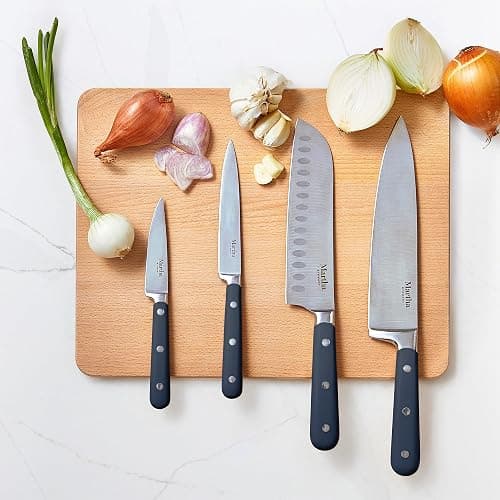 MARTHA STEWART Eastwalk 14 Piece High Carbon Staineless Steel Cutlery Set w/ABS Triple Riveted Forged Handle Acacia Wood Block - Navy Blue thumbnail 7