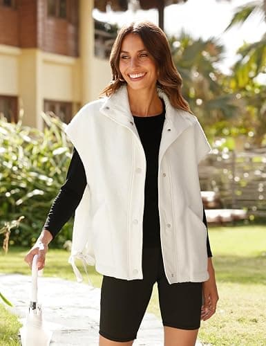 GTLIAE Womens Sherpa Fleece Vest Oversized Sleeveless Jacket Casual Outerwear Gilet with Pockets thumbnail 7