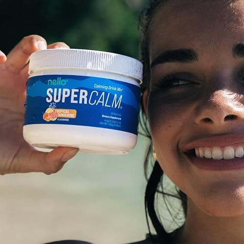 Nello Supercalm Powdered Drink Mix Tub, Cortisol Reducer* and Sleep Aid Supplement, L Theanine, Ksm-66 Ashwagandha, Magnesium Glycinate, Vitamin D 3, No Sugar, Non GMO, 30 Ct, Tropical Tangerine thumbnail 5