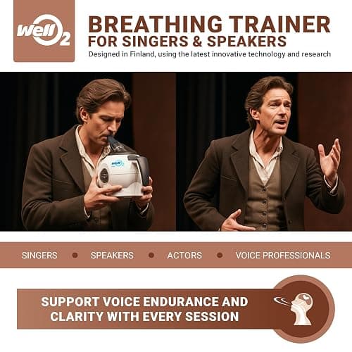 WellO2 Breathing Trainer, Voice Training and Vocal Steamer for Singers, Actors, and Professionals with Warm Steam Intake, Portable thumbnail 2