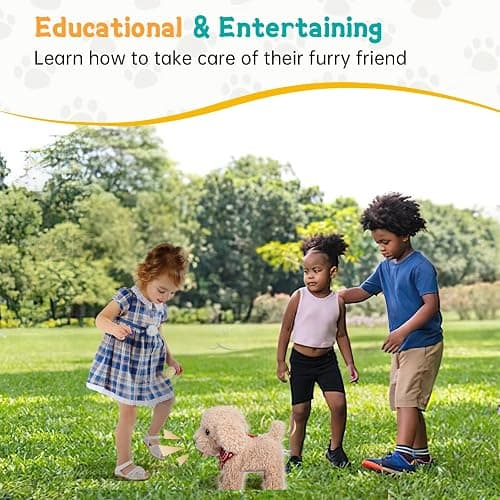 GOBRILLFUN Interactive Walking Plush Puppy Toy Dog, Remote Control Electronic Robot Dog Realistic Wagging Tail, Rich Grooming Set, Gift Toy for Girls & Boys, Kids Age 3, 4, 5, 6 (Accessories Updated) thumbnail 5