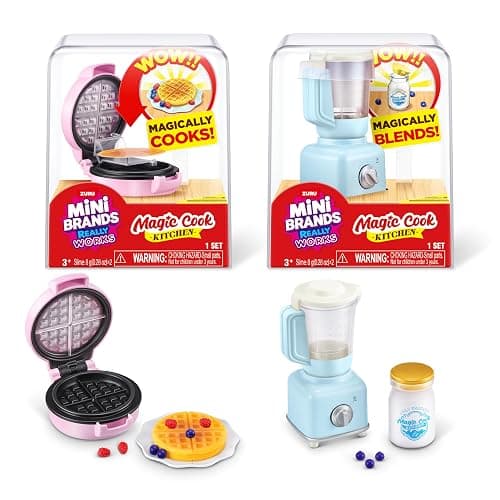 Mini Brands Really Works Magic Cook Kitchen Capsule Series 1 Waffle Maker & Blender Set by ZURU, Capsules of Miniature Real Working Kitchen Appliances, Non-Edible Collectible Toy Mystery Capsule - Image 1