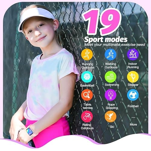 Kids Smart Watch for Girls,IP68 Waterproof Kids Fitness Tracker Watch with 1.5 Inch DIY Face,Heart Rate Sleep Monitor,19 Sport Modes,Calories Counter,Alarm Clock,Great Gifts for Children 6+ (PInk) thumbnail 4