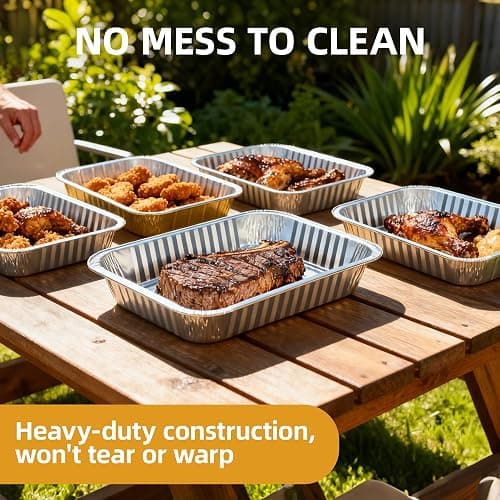 BondOnLum Aluminum Foil Pan with Lids, 9×13 Half Size Pans, Disposable Foil Pans for Roasting, Catering, Picnic or Holiday needs (30 Pack w/Lids) thumbnail 6