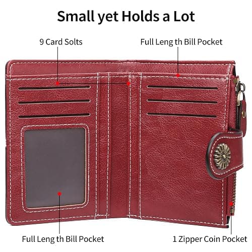 BVEOGMRO Small Wallet for Women Bifold Credit Card Holder RFID Blocking with Zipper Pocket thumbnail 5
