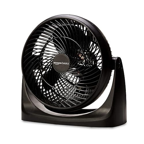 Amazon Basics Air Circulator Fan, Desk Fan for Bedroom, Home and Office, With 90-Degree Tilt Head, 3 Speed Settings, Lightweight (4.2 LBS), 70 Watts, Black, 14.8"Wx7.6"Dx14.1"H - Image 1