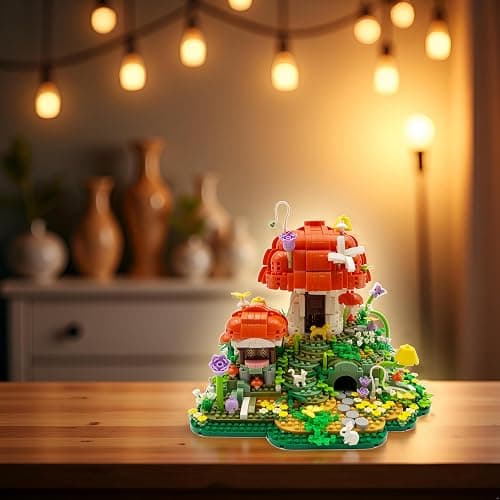 RUUQRUU Mushroom House Micro Building Blocks Set，2798 PCS Mini Treehouse Architecture Building Sets for Adults Teens，Micro Japanese Sakura Bonsai Tree Bricks，Creative Collectible Gifts for Kids 14+ thumbnail 5