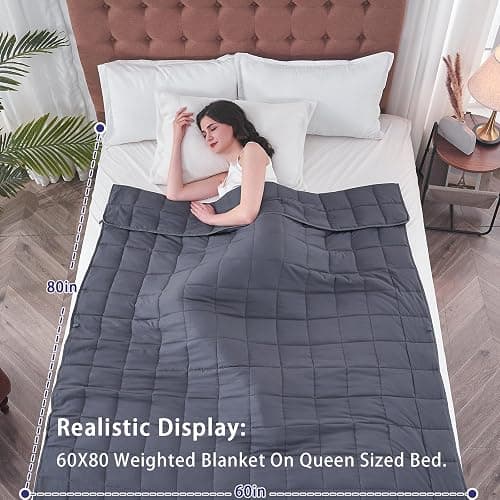 yescool Weighted Blanket for Adults (15 lbs, 60" x 80", Grey) Cooling Heavy Blanket for Sleeping Perfect for 140-160 lbs, Queen Size Breathable Blanket with Premium Glass Bead, Machine Washable thumbnail 2