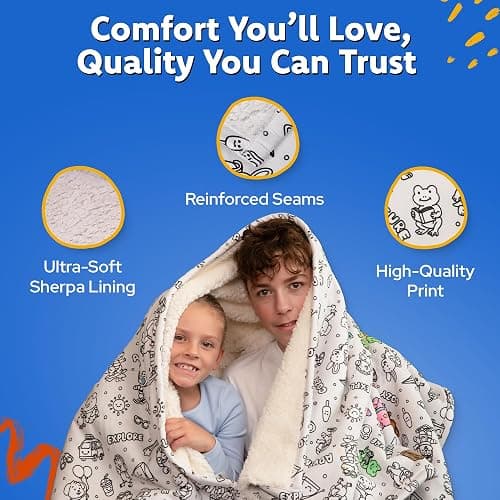Craftikit Cozy Coloring Blanket for Kids & Adults -15 Markers | 40" x 60", Fabric Markers Included, Permanent Vibrant Sherpa Fleece Design, Ages 3+, Machine Washable, Gift Wrapped thumbnail 6