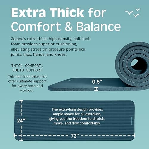 Retrospec Solana Yoga Mat Thick 1/2in Non-Slip Workout Mat with Nylon Strap - 72x24in Exercise Mat for Pilates, Stretching & Fitness - BPA Free, Easy Clean thumbnail 3
