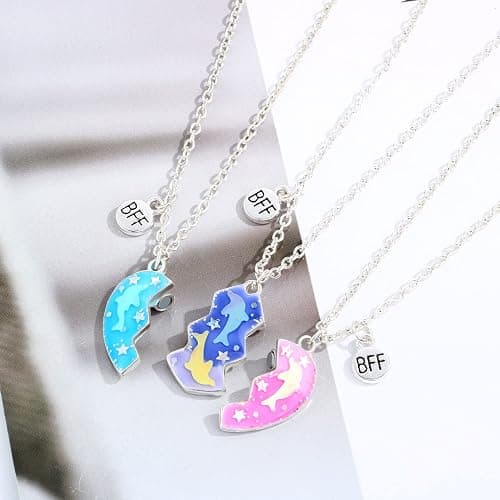 DOYYCA Friendship Necklace Best Friend Necklace for 3 Girls Magnetic Matching Heart Pendant BFF Necklaces for Sister thumbnail 5