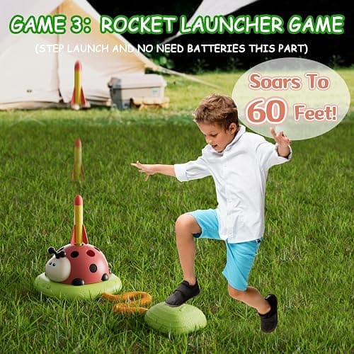 Pobaiyi 5 in 1 Musical Jump Toys, Toss Ring Game Stomping Launch Rocket Launcher for Kids, Obstacle Avoidance & Jump Squating Toy Games Remote Control Outdoor & Indoor Toys for Ages 4-8 8-13 thumbnail 6