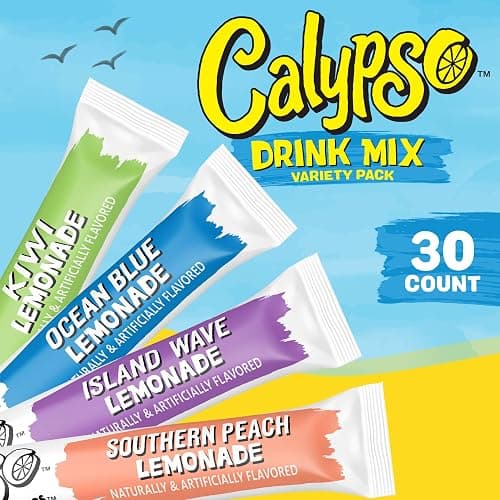 Calypso Singles To Go! Drink Mix Variety Pack – On-the-Go Powdered Drink Mix Packets – Low Calorie Water Enhancer – Island Wave, Kiwi, Southern Peach, Ocean Blue, 30 Count thumbnail 3