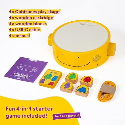 QUBITUNES QUBS Starter Set – Interactive Audio and Music Player for Kids | Screen-Free Gaming & Wooden Music Stage | Toddler Audio Toy | Create Stories & Sounds | Ages 3–12+ thumbnail 6