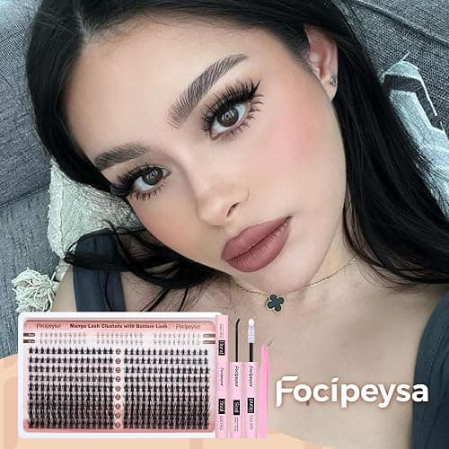 Focipeysa Manga Lash Clusters Kit Wispy Eyelash Extensions Kit 330Pcs Anime Lashes Extension with Lash Bond and Seal 8-16mm Individual Eyelash Extension with Bottom Lashes Extension thumbnail 7