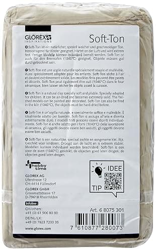 GLOREX 6 8075 301 - Argilla Morbida Bianca 2500 g, Naturale, particolarmente Morbida ed Elastica, indurente all'Aria e Adatta ai forni, Molto Adatta ai Bambini thumbnail 5
