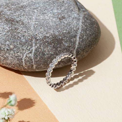 PAVOI 14K Gold Plated Rings with Cubic Zirconia - 2.8mm Stackable for Women - Gold Love Ring thumbnail 7