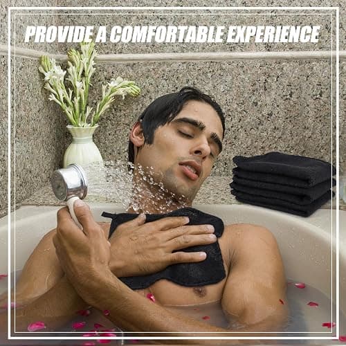 Tudomro 10 Pcs Exfoliating Washcloths Double Sided Man Wash Cloths Body Face Exfoliating Scrub Cloths for Shower Men Women(10 x 10 Inch,Black) thumbnail 4