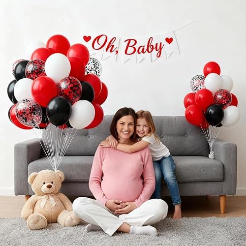 Red and Black Balloons - 60PCS 12 Inch White Pearl,Red,Black,Red Black Metallic Confetti Balloons for Wedding, Birthday, Baby Shower Party Decor thumbnail 5