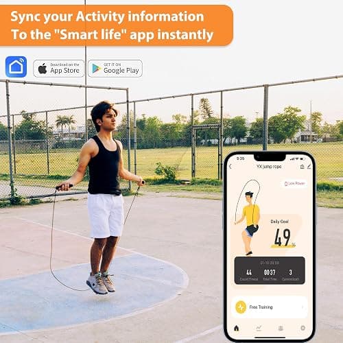 Jump Rope With Counter and App - Tangle-Free Rapid Speed Skipping Rope for Fitness, Home Exercise, Workout - Gifts for Adults, Women, Men, Kids thumbnail 6