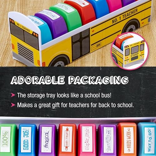 Teacher Stamps - Self Inking Motivational Encouraging, for School, Set of 8 | For Classroom and Home School Setting thumbnail 5