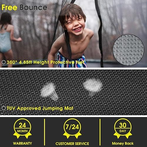 SKYUP Tranpoline 1500LBS 16 15 14 12 10 8 FT Tranpoline for 7-10 Kids and Adults, Windproof Outdoor Tranpoline with Enclosure Net, Basketball Hoop, Easy to Install & Last Long - ASTM Approved thumbnail 5