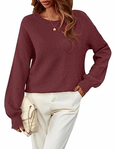 MEROKEETY Sweaters for Women 2025 Fall Winter Oversized Pullover Crew Neck Long Sleeve Heathered Knit Sweater thumbnail 2