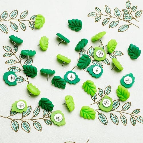 30 Pcs Decorative Push Pins Green Leaves Flat Thumb Tacks Decorative Board Tacks for Bulletin Board, Photos Wall Maps and Other Offices Schools Supplies and Accessories… thumbnail 4