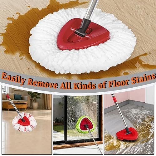Spin Mop Head Replacement for Ocedar Easy Wring 1-Tank Mop Head for O Cedar | Spin Mop Refills, Mop Base, Scrubber Mop Head for O-Cedar, 40% More Cleaning Power, Reusable, Easy-to-Replace Mop Replace thumbnail 8