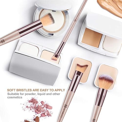 HEYMKGO Makeup Brushes, 15 Pcs Make Up Brushes Set Professional Champagne Gold Makeup Brush Pack, Foundation Blending Powder Blush Concealers Eyeshadow Eyeliner Make-up Brush Kits with Cosmetics Bag thumbnail 6