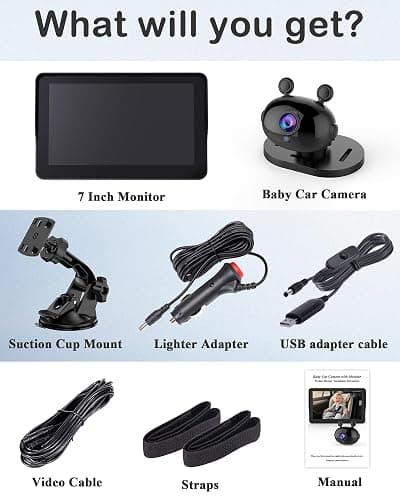 Wkzay 7-Inch Car Baby Monitor with Camera: HD 1080P & Clear Night Vision for Solo-Driving Parents Without Turning Around - 3 Mins Easy Setup for SUV Sedan MPV Minivan thumbnail 8