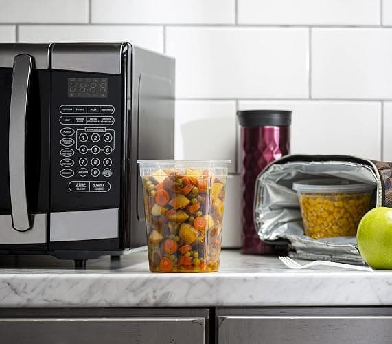 ELEGANT DISPOSABLES Combo Set 8, 8oz - 8, 16oz - 8, 32oz Plastic Deli Food Storage Containers with Airtight Flexible Lids Microwavable, Leak Free, Washable, Freezer Safe. thumbnail 5