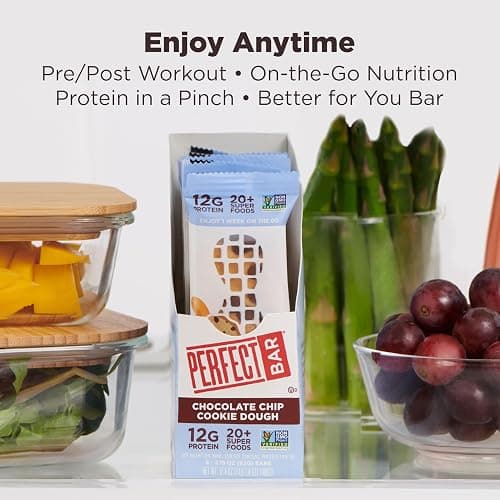 Perfect Bar, Chocolate Chip Cookie Dough Protein Bar, Gluten Free, Soy Free, Non GMO, No Sugar Alcohols, 2.2 Ounce Bar, 10 Count - Chocolate Chip Cookie Dough - 10 Count thumbnail 7