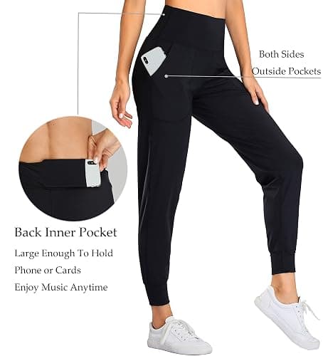 Oalka Women's Joggers High Waist Yoga Pockets Sweatpants | Stretchy, Comfortable, Lightweight, Sports, Workouts, Running, Gym, Casual, Athletic, Travel Trousers For Women thumbnail 5