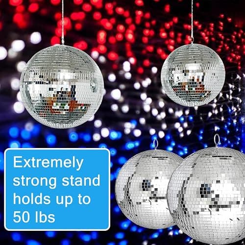 Alytimes Mirror Disco Ball - 8-Inch Cool and Fun Silver Hanging Party Disco Ball –Big Party Decorations, Party Design thumbnail 5