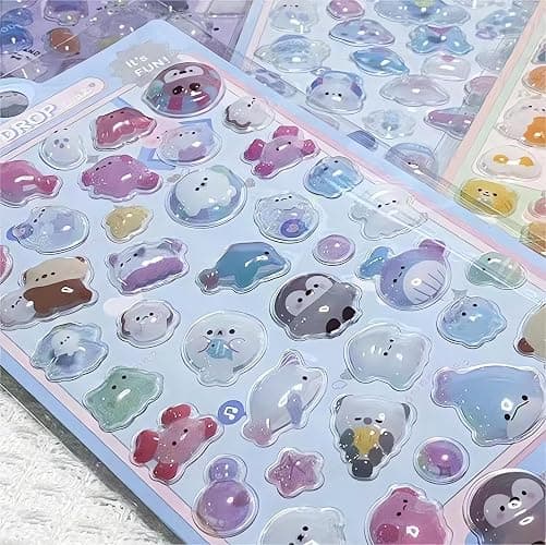 3D Puffy Stickers, 4 Sheets 200+ Kawaii Resin Decorative Stickers for Phone Case, Notebook, Scrapbooking (Style-2) thumbnail 3