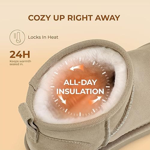 DREAM PAIRS Ankle Winter Mini Boots for Women Genuine Suede Faux Fur Lining Water Resistant Warm Snow Boots Slip On Memory Foam Comfort Booties FuzzyClassic thumbnail 8
