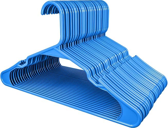 Utopia Home Plastic Hangers 50 Pack - Perfect Space Saving Clothes Hanger - Durable and Strong - Perfect Closet Organizers with Shoulder Grooves (Blue) - Pack of 50 - Blue thumbnail 4