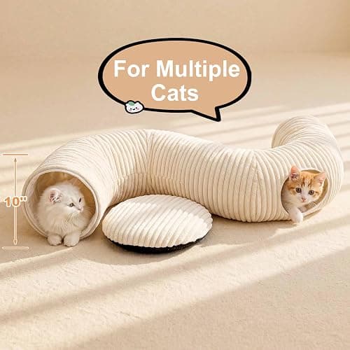 MOYMO Cat Tunnel Bed with 40 Pcs Interactive Cat Toys, Cat Tube with Kitten Toys for Indoor Kittens, Collapsible Play Tunnel, White thumbnail 7