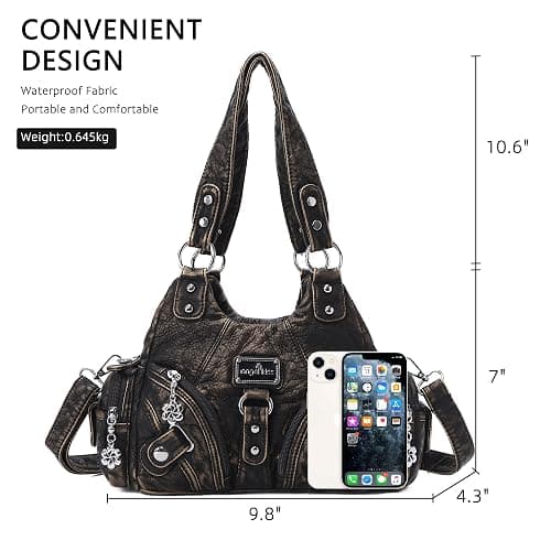 Angel Kiss Purses for Women Small Hobo Shoulder Bags Vagen Leather Multi-Pocket Tote Bag with Zipper thumbnail 5