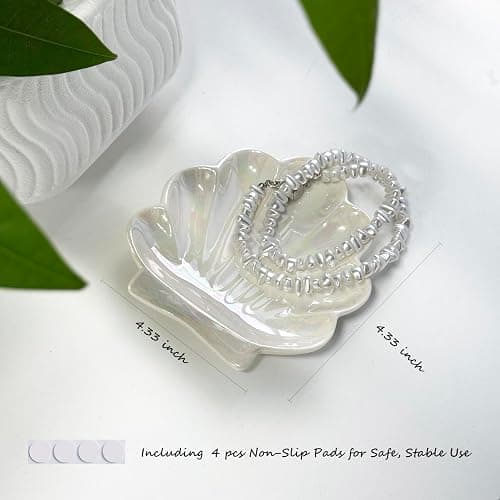 TIGERMILLION Shell Trinket Dish, Ceramic Ring Holder/Jewelry Tray, Cute Organizer Plate Vanity Decorations Accessories for Home Décor Bathroom Valentine's Christmas Birthday Mothers Day Gift for Women thumbnail 3