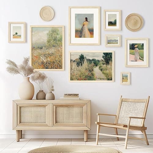 FinalFind 16x20 Picture Frame with Mat for 11x14 Set of 3, Natural Wood Grain 16x20 Frames for Horizontal & Vertical Wall Mounting (3 Pack,Natural) thumbnail 7