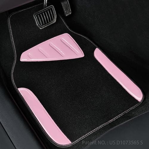 CAR PASS Jelly Waterproof Universal Fit Car Floor Mats, Girly Car Carpet Mats with Anti-Slip Nibbs Backing & Driver Heel Pad Fit for SUV, Vans, sedans, Cute car mats of 4pcs for Women (Pink) thumbnail 5