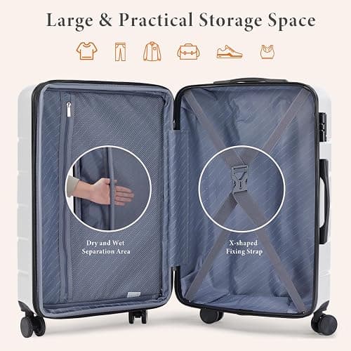 Sweetcrispy Carry on Luggage, Hard Shell ABS Suitcase with Double Spinner Wheels, Lightweight Expandable Rolling Suit Case with TSA Lock, 28 Inch Cream White thumbnail 5