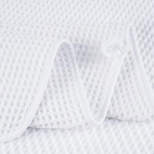 Polyte Oversize, 60 x 30 in., Quick Dry Lint Free Microfiber Bath Towel Set, 6 Piece (White, Waffle Weave) - White thumbnail 3