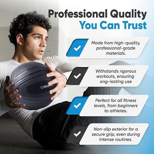 bintiva Non Bounce Slam Ball - Exercise Weighted Deadball for Workout and Fitness Routines - Medicine Dead Weight Ball thumbnail 3